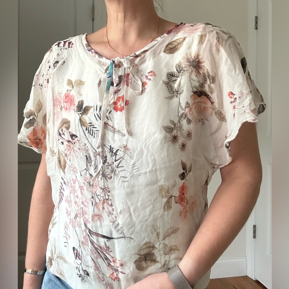 Printed Silk Lace Blouse - Picture 3 of 6